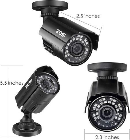 ZOSI 1080P HD-TVI Security Camera for Home Office Surveillance CCTV System - Bullet BNC Camera with Night Vision Black (Renewed) in Saudi Arabia