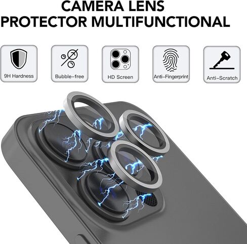 [مجموعتان] غطاء معدني كامل + واقي عدسة الكاميرا الدائرية من الزجاج المقوى لهاتف iPhone 13 Pro/13 Pro Max، جراب غطاء شاشة لعدسة الكاميرا عالية الدقة، طبقة حماية لشاشة الكاميرا مقاومة للخدش بقوة 9H (جرافيت - مجموعتان) in Kuwait