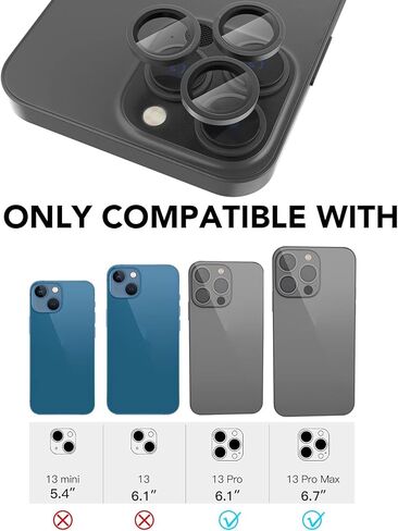 [مجموعتان] غطاء معدني كامل + واقي عدسة الكاميرا الدائرية من الزجاج المقوى لهاتف iPhone 13 Pro/13 Pro Max، جراب غطاء شاشة لعدسة الكاميرا عالية الدقة، طبقة حماية لشاشة الكاميرا مقاومة للخدش بقوة 9H (جرافيت - مجموعتان) in Kuwait