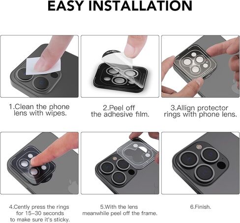 [مجموعتان] غطاء معدني كامل + واقي عدسة الكاميرا الدائرية من الزجاج المقوى لهاتف iPhone 13 Pro/13 Pro Max، جراب غطاء شاشة لعدسة الكاميرا عالية الدقة، طبقة حماية لشاشة الكاميرا مقاومة للخدش بقوة 9H (جرافيت - مجموعتان) in Kuwait