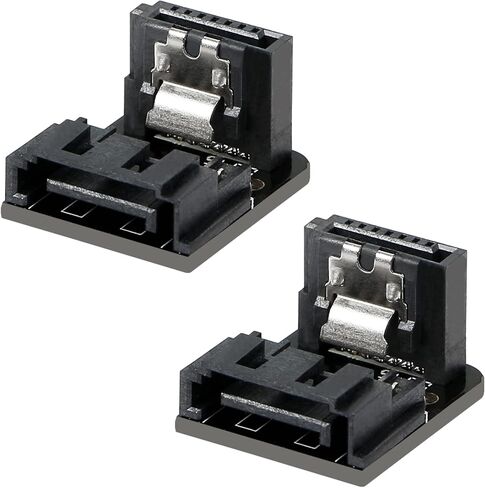 GELRHONR Right Angle SATA 7Pin Female to 7pin Male Adapter,90 Degree SATA 7pin Converter Mainboard Motherboard for Desktops SSD HDD (Black - Up/Down) in Kuwait