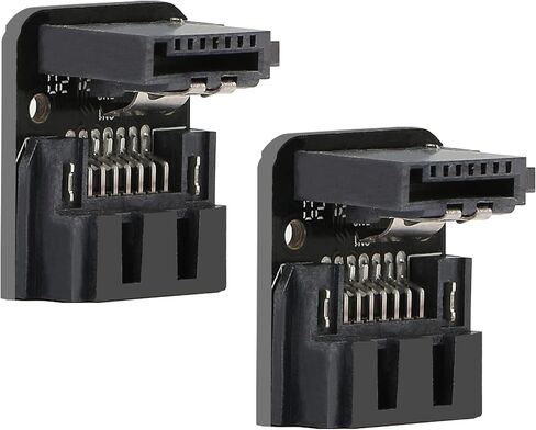 GELRHONR Right Angle SATA 7Pin Female to 7pin Male Adapter,90 Degree SATA 7pin Converter Mainboard Motherboard for Desktops SSD HDD (Black - Up/Down) in Kuwait