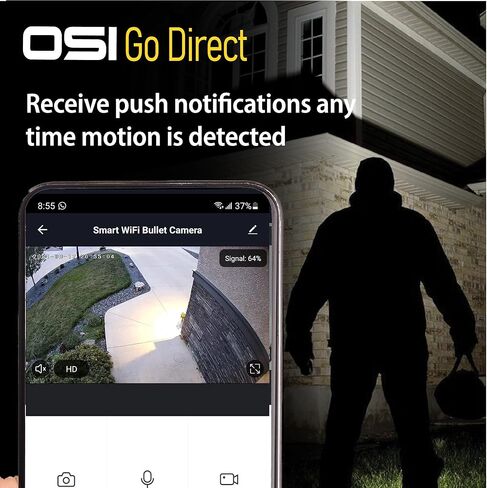 OSI Smart Security Bullet Camera Outdoor 1080P HD,WiFi Cameras, Home Security Cameras, AI Human Detection, Two-Way Audio, Night Vision,Compatible with Alexa, Google,32GB SD Card Included/Cloud StoragE in Kuwait