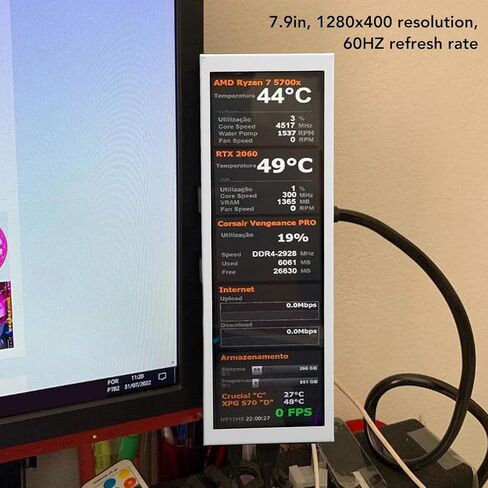 شاشة صغيرة 7.9 انش IPS USB لوحدة المعالجة المركزية AIDA64 ووحدة معالجة الرسومات الجرافيكية وSSD وشاشة بيانات الكمبيوتر وشاشة استشعار درجة الحرارة لجهاز الكمبيوتر ايه ار جي بي in Kuwait