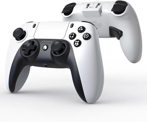 وحدة التحكم اللاسلكية ShanWan لجهاز PS4/ Silm/Pro. لوحة ألعاب لاسلكية عن بعد متوافقة مع أجهزة الكمبيوتر/PS4. بطارية مدمجة بقدرة 600 مللي أمبير في الساعة مع صدمة مزدوجة/مقبس 3.5 ملم/مستشعر 6 محاور/أزرار خلفية (أبيض وأسود) in Kuwait