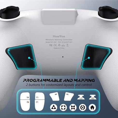وحدة التحكم اللاسلكية ShanWan لجهاز PS4/ Silm/Pro. لوحة ألعاب لاسلكية عن بعد متوافقة مع أجهزة الكمبيوتر/PS4. بطارية مدمجة بقدرة 600 مللي أمبير في الساعة مع صدمة مزدوجة/مقبس 3.5 ملم/مستشعر 6 محاور/أزرار خلفية (أبيض وأسود) in Kuwait
