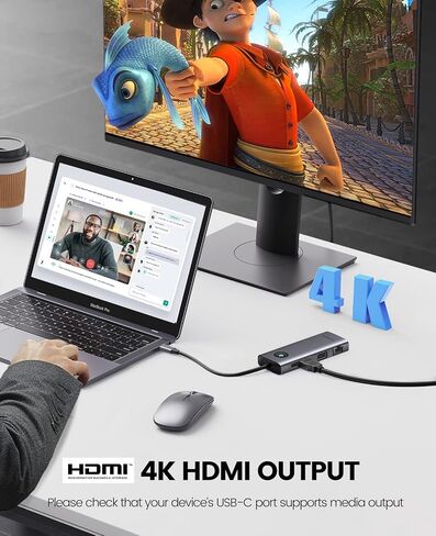 قاعدة توصيل USB C من ORICO، قاعدة توصيل USB C للكمبيوتر المحمول 8 في 1 مع 4K HDMI وVGA وGigabit Ethernet و3*USB 3.0 و1*USB 2.0، توصيل طاقة 100 واط متوافق مع أجهزة MacBook أو iPad أو Steam Deck أو أجهزة أخرى من النوع C in Kuwait