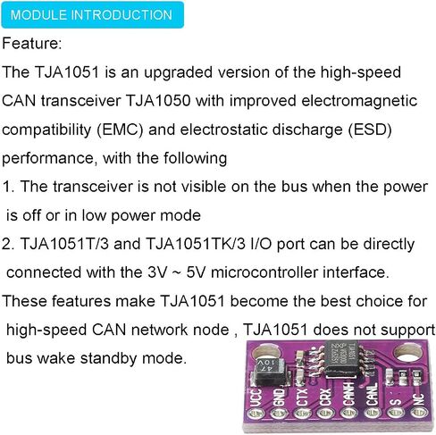 DKARDU 2 pcs 3V ~ 5V CJMCU-1051 TJA1051 CAN Transceiver High Speed Low Power Consumption Transceiver Module 1Mbit s with Dupont Cable for Arduino in Saudi Arabia