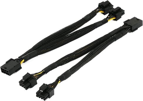 OIAGLH GPU PCIe 8 Pin Female to Dual 2X 8 Pin (6+2) Male PCI Express Power Adapter Braided Y-Splitter Extension Cable 9 inches (2Pack) in Kuwait