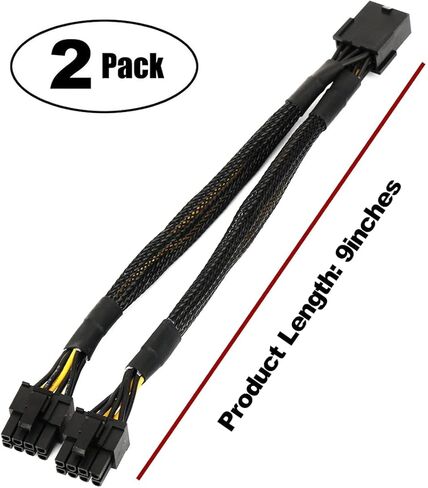 OIAGLH GPU PCIe 8 Pin Female to Dual 2X 8 Pin (6+2) Male PCI Express Power Adapter Braided Y-Splitter Extension Cable 9 inches (2Pack) in Kuwait