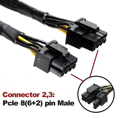 OIAGLH GPU PCIe 8 Pin Female to Dual 2X 8 Pin (6+2) Male PCI Express Power Adapter Braided Y-Splitter Extension Cable 9 inches (2Pack) in Kuwait