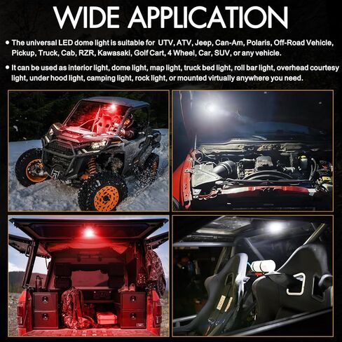 UTV LED قبة ضوء مع مفتاح، إضاءة Rfroad Universal Roll Bar Mount LED ضوء أبيض داخلي ضوء فائدة لفة قفص داخل الضوء لـ UTV ATV Polaris Truck Bed RZR Can Am Car Golf Cart in Kuwait