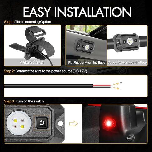 UTV LED قبة ضوء مع مفتاح، إضاءة Rfroad Universal Roll Bar Mount LED ضوء أبيض داخلي ضوء فائدة لفة قفص داخل الضوء لـ UTV ATV Polaris Truck Bed RZR Can Am Car Golf Cart in Kuwait