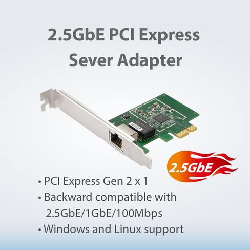 بطاقة محول EDiMAX 2.5Gbps Ethernet PCI-E. إطارات ضخمة بسرعة 2500/1000/100 ميجا بت في الثانية بدقة 9K، PCI Express Gen 2 x 1، متضمنة دعامة منخفضة المستوى. لأجهزة الكمبيوتر والخوادم، يعمل مع CAT5E وما فوق، EN-9225TX-E in Kuwait