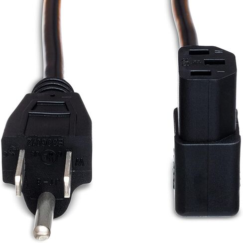 Hosa PWC-141R الزاوية اليمنى IEC C13 إلى NEMA 5-15P، 1 قدم وسلك طاقة الكمبيوتر القياسي Tripp Lite 10A، 18AWG (NEMA 5-15P إلى IEC-320-C13) 1 قدم (P006-001) أسود in Kuwait