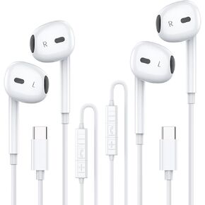 MOSWAG USB C سماعات رأس سلكية في الأذن مع ميكروفون لأجهزة Samsung S23/Note 20/Pixel 7 MacBook Pro والهواتف الذكية الأخرى مع واجهة USB C in Kuwait