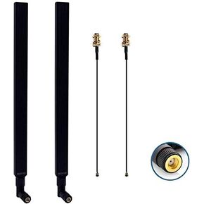 هوائي WiFi TECHTOO ثنائي النطاق 9 dBi 2.4/5.8 جيجا هرتز W/ 2 x U.FL/IPEX إلى SMA Jack لبطاقات PCI Mini PCIe - جهاز التوجيه AP - كاميرا IP للأمان - محول بطاقة USB - سطح المكتب للكمبيوتر الشخصي - الطائرة بدون طيار - إصدار PS4 (2- علية) in Kuwait