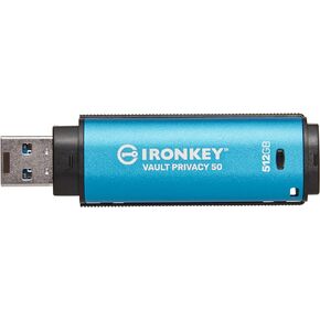 Kingston Ironkey Vault Privacy 50 USB-A 512GB Encrypted Flash Drive | FIPS 197 Certified | XTS-AES 256-bit | BadUSB and Brute Force Protection | Mult-Password Option | IKVP50/512GB