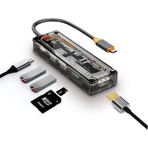 GKI 6-in-1 USB C Hub، محطة إرساء متعددة المنافذ مع 4K HDMI، شحن 100W PD، قارئ بطاقة SD/TF، ​​محول منافذ USB متوافق مع سلسلة MacBook، أجهزة الكمبيوتر المحمول، وأجهزة USB C. in Saudi Arabia