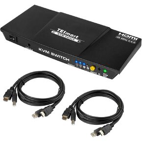 محول TESmart HDMI 4K@60 هرتز Ultra HD 2x1 HDMI KVM 3840x2160@60 هرتز 4:4:4 مع قطعتين من كابلات KVM بطول 5 أقدام يدعم أجهزة USB 2.0 للتحكم في ما يصل إلى جهازي كمبيوتر/خوادم/DVR (رمادي) in Kuwait