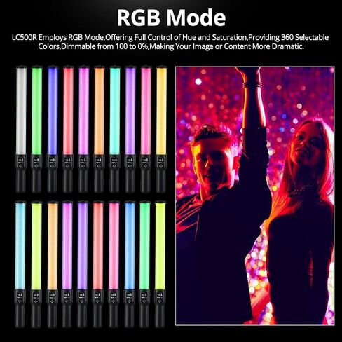 غودوكس عصا اضاءة LED RGB LC500R بالوان كاملة 2500 كلفن - 8500 كلفن، 14 تاثير اضاءة، مع جهاز تحكم عن بعد + شنطة حمل in Kuwait