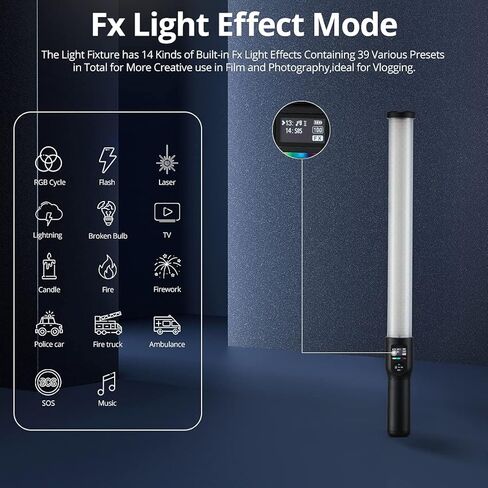 غودوكس عصا اضاءة LED RGB LC500R بالوان كاملة 2500 كلفن - 8500 كلفن، 14 تاثير اضاءة، مع جهاز تحكم عن بعد + شنطة حمل in Kuwait