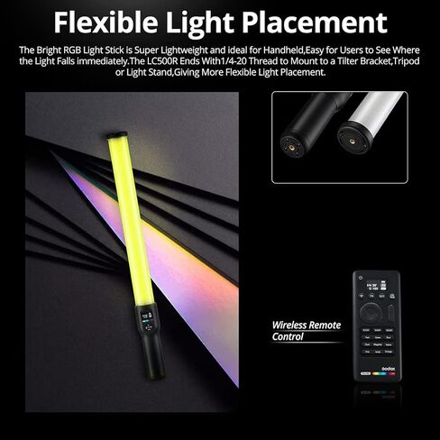 غودوكس عصا اضاءة LED RGB LC500R بالوان كاملة 2500 كلفن - 8500 كلفن، 14 تاثير اضاءة، مع جهاز تحكم عن بعد + شنطة حمل in Kuwait