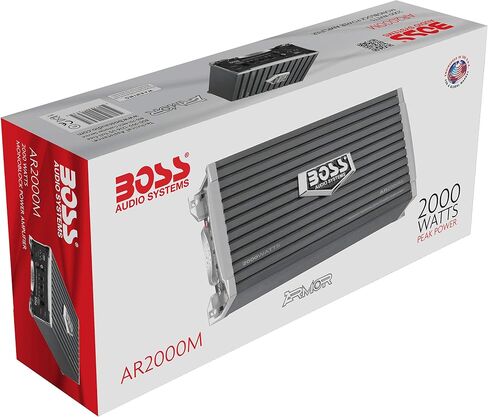 بوس اوديو سيستم مضخم صوت سيارة AR1500MK ومجموعة اسلاك قياس 8 - طاقة قصوى 1500 واط، 2/4 اوم مستقرة، فئة ايه بي، قطعة واحدة، مزود طاقة موسفيت، تحكم عن بعد في مضخم الصوت in Saudi Arabia