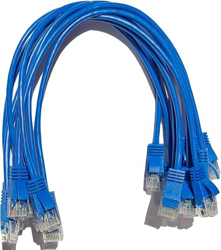 كابل تصحيح CAT6A إيثرنت رفيع، 1 قدم (10 حزم، أزرق)، كابل شبكة عالي السرعة 10 جيجابايت - RJ45، سلك نحاسي عاري، 28AWG، 550 ميجاهرتز in Kuwait