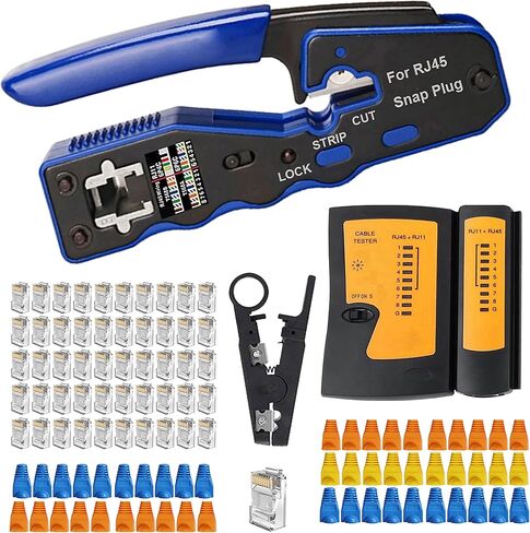 مجموعة ادوات اصلاح كيبلات الشبكة ار جيه 45/ار جيه 11/ار جيه 12 من تايواين، مجموعة ادوات تجعيد كيبلات الجوال المحمولة كات 5 وكات 6، 8P4P6P موصلات اختبار الكيبلات، اداة تعرية تجعيد ايثرنت in Kuwait