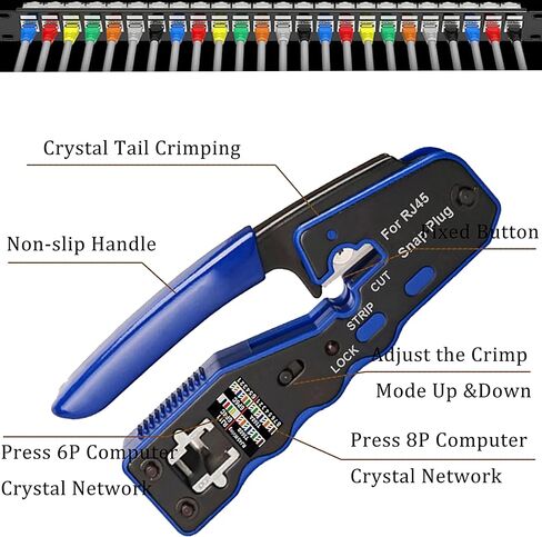 مجموعة ادوات اصلاح كيبلات الشبكة ار جيه 45/ار جيه 11/ار جيه 12 من تايواين، مجموعة ادوات تجعيد كيبلات الجوال المحمولة كات 5 وكات 6، 8P4P6P موصلات اختبار الكيبلات، اداة تعرية تجعيد ايثرنت in Kuwait