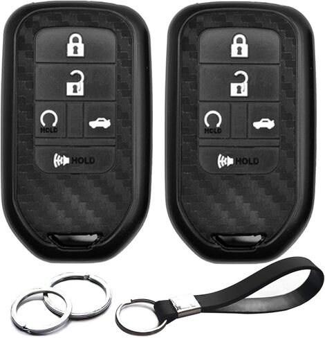 2pcs Compatible with Honda Passport CR-V Accord Pilot Civic HR-V Insight Carbon Fiber Looks Key Fob Cover Case Key Chain Protector Keyless Remote Holder in Kuwait