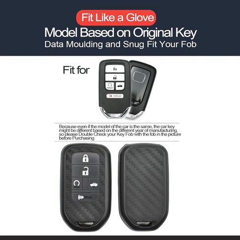 2pcs Compatible with Honda Passport CR-V Accord Pilot Civic HR-V Insight Carbon Fiber Looks Key Fob Cover Case Key Chain Protector Keyless Remote Holder in Kuwait
