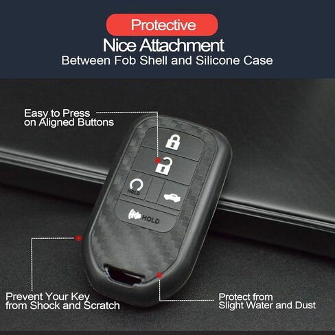 2pcs Compatible with Honda Passport CR-V Accord Pilot Civic HR-V Insight Carbon Fiber Looks Key Fob Cover Case Key Chain Protector Keyless Remote Holder in Kuwait