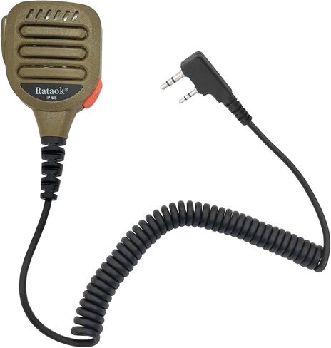 Rataok uv-5r IP65 مقاوم للماء على الكتف ميكروفون مكبر صوت يدوي مع مقبس صوت 3.5 مم متوافق مع Baofeng Kenwood Retivis 2 Pin اتجاهين راديو لاسلكي تخاطب in Kuwait