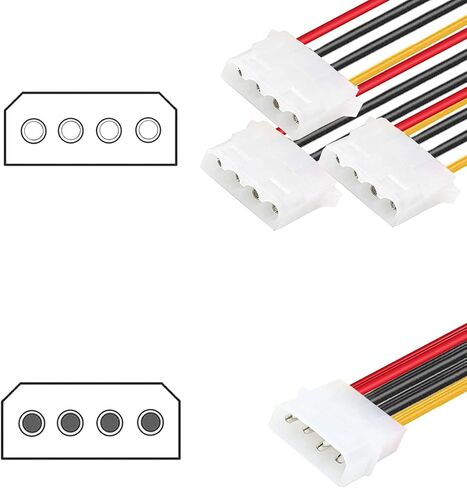 DKARDU 10 حزم LP4 سبليتر، LP4 ذكر إلى 3X 4 دبوس موليكس أنثى كابل محول الطاقة، 1 إلى 3 D نوع كبير 4 دبوس IDE موليكس موصل الطاقة 7.9 بوصة 20 سم in Kuwait