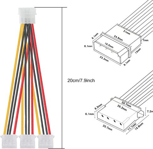 DKARDU 10 حزم LP4 سبليتر، LP4 ذكر إلى 3X 4 دبوس موليكس أنثى كابل محول الطاقة، 1 إلى 3 D نوع كبير 4 دبوس IDE موليكس موصل الطاقة 7.9 بوصة 20 سم in Kuwait