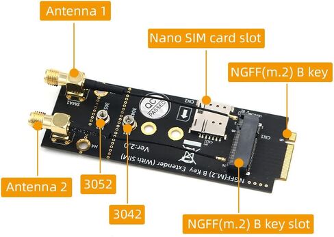 موستبوينت محول مفتاح بي M.2 (NGFF) مع شريحة اتصال وهوائي لوحدة الجيل الثالث 3G/4G/5G in Kuwait