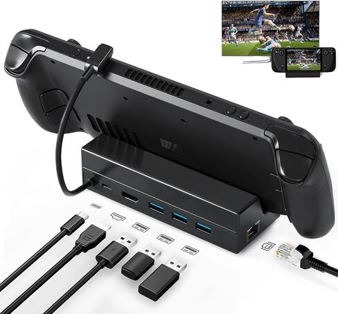 قاعدة شحن لسطح ستيم: منصة ستريم ديك 6 في 1 مع HDMI 2.0 4K عند 60Hz وايثرنت 1000Mbps و3 USB 3.0 ومنفذ شحن سريع متوافق مع صمام ستيم ديك in Kuwait
