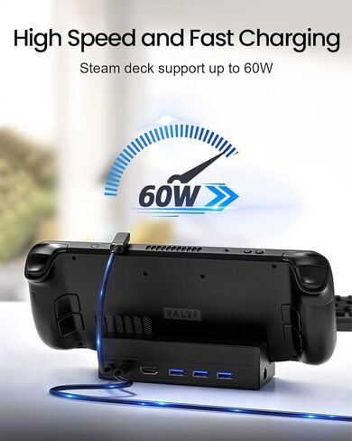قاعدة شحن لسطح ستيم: منصة ستريم ديك 6 في 1 مع HDMI 2.0 4K عند 60Hz وايثرنت 1000Mbps و3 USB 3.0 ومنفذ شحن سريع متوافق مع صمام ستيم ديك in Kuwait