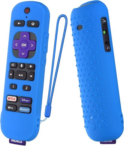 غطاء سيليكون لجهاز Roku Ultra 2022 Remote Roku Voice Remote Pro، غطاء سيليكون متين مقاوم للصدمات مع حبل (أسود) in Kuwait