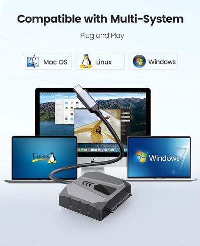 حاوية محرك الأقراص الصلبة الخارجية ORICO 2.5 SATA إلى كابل USB، كابل USB 3.0 إلى SATA III لمحرك الأقراص الصلبة HDD/SSD مقاس 2.5 بوصة يدعم UASP مع حافظة سيليكون 2.5 بوصة (S2-3AB-10) in Kuwait