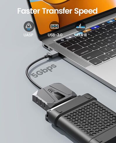 حاوية محرك الأقراص الصلبة الخارجية ORICO 2.5 SATA إلى كابل USB، كابل USB 3.0 إلى SATA III لمحرك الأقراص الصلبة HDD/SSD مقاس 2.5 بوصة يدعم UASP مع حافظة سيليكون 2.5 بوصة (S2-3AB-10) in Kuwait