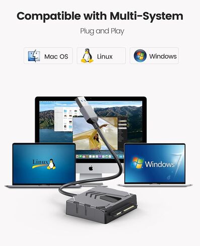 حاوية محرك الأقراص الصلبة الخارجية ORICO 2.5 SATA إلى كابل USB، كابل USB 3.0 إلى SATA III لمحرك الأقراص الصلبة HDD/SSD مقاس 2.5 بوصة يدعم UASP مع حافظة سيليكون 2.5 بوصة (S2-3AB-10) in Kuwait
