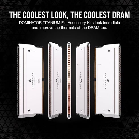 مجموعة ملحقات CORSAIR Dominator Titanium RGB DDR5 RAM 2X Fin - أبيض (بدون ذاكرة فعلية) in Saudi Arabia