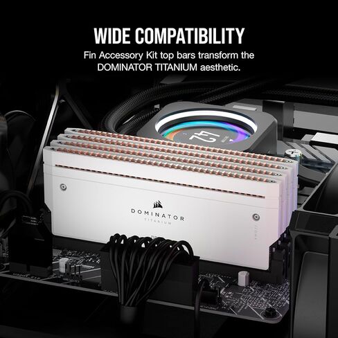 مجموعة ملحقات CORSAIR Dominator Titanium RGB DDR5 RAM 2X Fin - أبيض (بدون ذاكرة فعلية) in Saudi Arabia