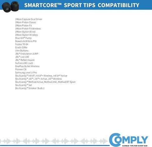 COMPLY SmartCore Sport Pro Premium Universal Memory Foam Noise-Reducing Earbud Tips & Foam Ear Tips in Saudi Arabia