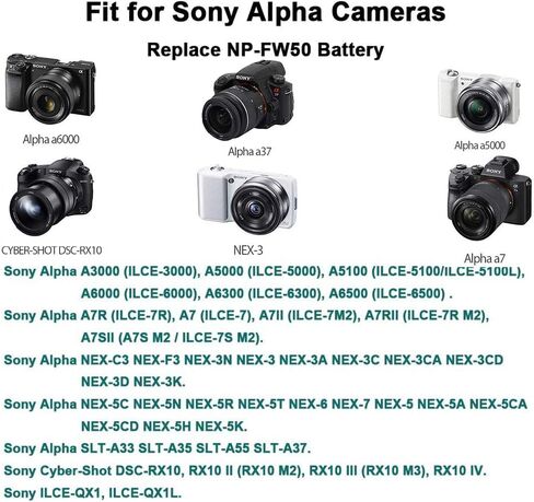 AC-PW20 كاميرات محول الطاقة DC المقرنة شاحن NP-FW50 الدمية البطارية مجموعة إمدادات الطاقة لسوني ألفا A6000 A6100 A6400 A6500 A6300 A5100 A7 A7II A7RII A7SII A7S A7R RX10 II IV NEX كاميرات. in Kuwait