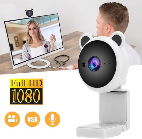 كاميرا ويب HD بدقة 2 ميجابكسل بكسل 1080P للكمبيوتر الشخصي مع ميكروفون واللابتوب (ابيض) in Saudi Arabia