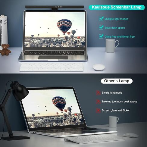 كاولسو شريط اضاءة للشاشة مع تحكم باللمس، مصباح مراقبة للعناية بالعين مع 3 اوضاع الوان بدون وهج، مصباح مكتب LED يعمل بمنفذ USB للمكتب والمنزل وغرفة الدراسة in Kuwait